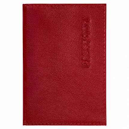 Обложка для паспорта натуральная кожа галант, "PASSPORT", красная, BRAUBERG, 237178