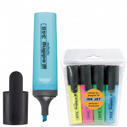 Набор текстовыделителей EDDING 4 шт., АССОРТИ, "345", линия 2-5 мм, E-345/4S/BTS, Е-345-4S