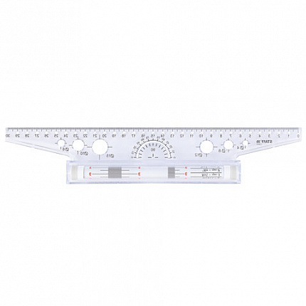 Линейка с роликом (рейсшина) 30 см, металлический ролик, картонная коробка, STAFF, 210870