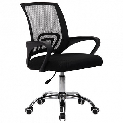 Кресло CROMEX (КРОМЕКС) "Top CH-695", ХРОМ, с подлокотниками, сетка/ткань TW, черное, 533066