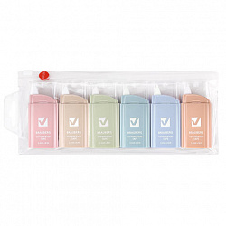 Корректирующая лента BRAUBERG COMPACT PASTEL, 5 мм х 6 м, КОМПЛЕКТ 6 штук, пенал с zip-lock, 272496