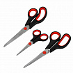 Ножницы BRAUBERG НАБОР 3 шт. (140, 190, 230 мм), черно-красные ручки, ВЫГОДНАЯ УПАКОВКА, 238168