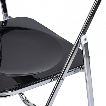 Стул складной глянцевый черный BRABIX "Style CF-015", хромированный каркас, пластик, 533248