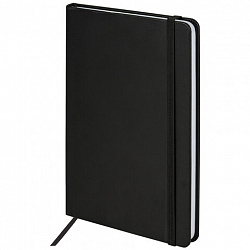 Блокнот А5 138x213 мм, BRAUBERG "Basic", под кожу, 80 л., клетка, черный, 116227