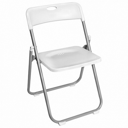 Стулья складные BRABIX "Golf Lite CF-017", КОМПЛЕКТ 4 шт., серебристый каркас, пластик, белый, 533035