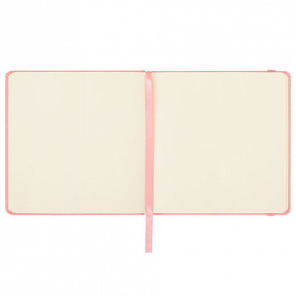 Скетчбук, слоновая кость 140 г/м2 120х120 мм, 80 л., КОЖЗАМ, резинка, BRAUBERG ART CLASSIC, пастель розовый, 116876