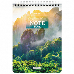 Блокнот А5, 146х206 мм, 60 л., гребень, картон, жесткая подложка, клетка, BRAUBERG, "Горные пейзажи", 114367