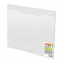 Подставка настенная для рекламных материалов ГОРИЗОНТАЛЬНАЯ (297х210 мм), А4, ПЭТ, STAFF, 291399