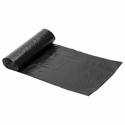 Мешки для мусора 30 л черные, в рулоне 30 шт., ПНД 8 мкм, 48х55 см, ЛЮБАША, 608089