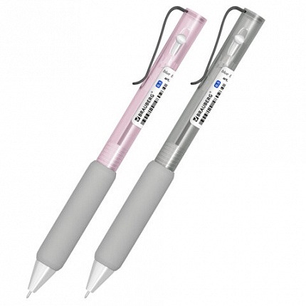 Ручка шариковая автоматическая С УЛЬТРАМЯГКИМ ГРИПОМ BRAUBERG " MAXI SOFT", СИНЯЯ, пишущий узел 0,5 мм, линия письма 0,35 мм, 144466