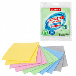 Салфетки губчатые для уборки кухни 15х15 см, ЦЕЛЛЮЛОЗНЫЕ, КОМПЛЕКТ 10 шт., цветные, LAIMA, 700264
