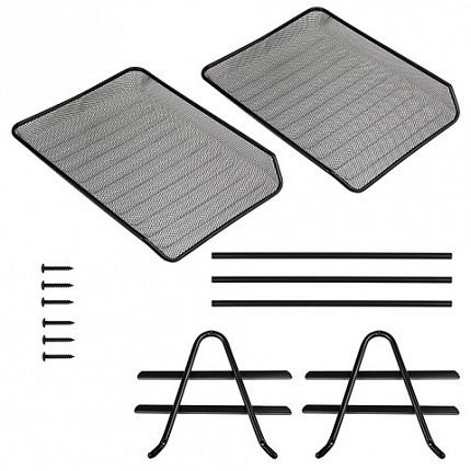 Лоток горизонтальный металлический для бумаг, 2 секции, BRAUBERG "Germanium", А4 (355х205х295 мм), черный, 231950