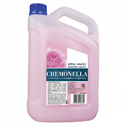 Мыло-крем жидкое 5 л CREMONELLA "Розовое масло", ПРЕМИУМ, перламутровое, из натуральных компонентов, 102219