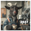 Календарь настенный перекидной 2027 г., BRAUBERG, 12 листов, 28,5х57 см, "Goat calendar", 118417
