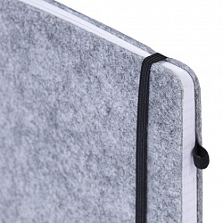 Блокнот А5 138x213 мм BRAUBERG "Voylok", войлок, резинка, держатель, 80 л., клетка, серый, 117135