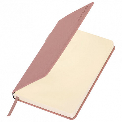 Ежедневник датированный 2026, А5, 138х213 мм, BRAUBERG "Essential", под кожу, держатель, розовый, 117395