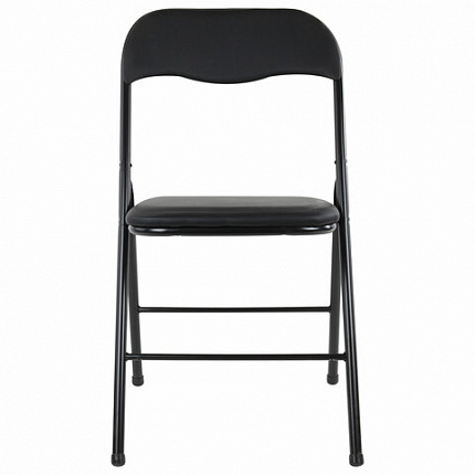 Стул складной BRABIX "Golf CF-007", черный каркас, кожзам черный, 531565