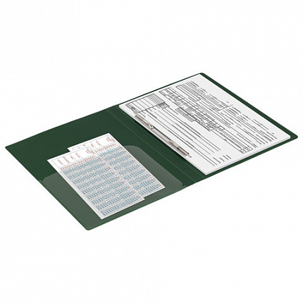 Папка с металлическим скоросшивателем и внутренним карманом BRAUBERG "Диагональ", темно-зеленая, до 100 листов, 0,6 мм, 221354