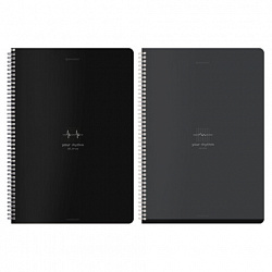 Тетрадь А4, 96 л., BRAUBERG, гребень, клетка, матовая ламинация, "Ритм" (микс в спайке), 405321