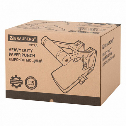 Дырокол металлический МОЩНЫЙ BRAUBERG "EXTRA Heavy duty", до 110 листов, черно-синий, 272721