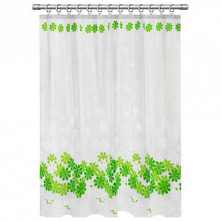 Шторка для ванной PEVA, 180х180 см, кольца в комплекте, дизайн ассорти, ЦВЕТЫ, WBZ (ВБЗ), 700071