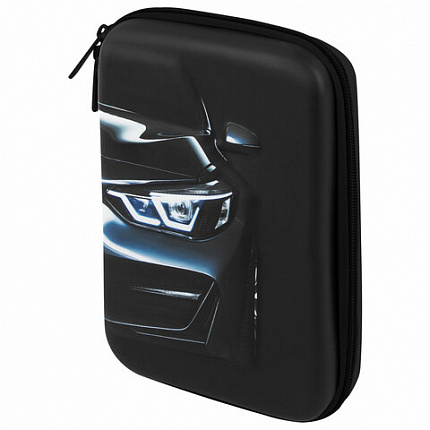 Пенал BRAUBERG KIDS большой удобный с откидной планкой, EVA, 22х15х4 см, "Dark car", 273508