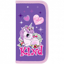 Пенал ПИФАГОР, 2 отделения, ламинированный картон, 19х11 см, "Happy Unicorn", 271533