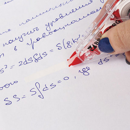 Корректирующая лента BRAUBERG "Red Power", 5 мм х 6 м, корпус прозрачный, механизм перемотки, европодвес, 220641