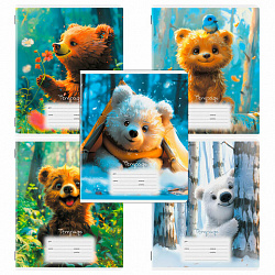 Тетрадь 12 л. ЮНЛАНДИЯ, клетка, обложка картон, МИШКИ, 107275