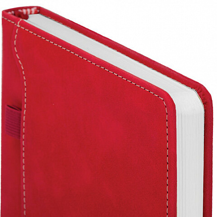 Ежедневник недатированный А5 138х213 мм, BRAUBERG "Slot", под кожу, держатель для ручки, 160 листов, красный, 116606