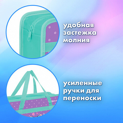 Папка на молнии с ручками BRAUBERG А4, 1 отделение, пластик, 80 мм, "Funny kittens", 273368