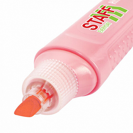 Текстовыделитель STAFF "EVERYDAY HL-707", ПАСТЕЛЬНЫЙ РОЗОВЫЙ, линия 1-5 мм, скошенный наконечник, 152545