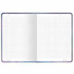 Блокнот с резинкой в клетку 96 л., А5, 145х203 мм, твердая обложка с фольгой, BRAUBERG, "Glow", 113729