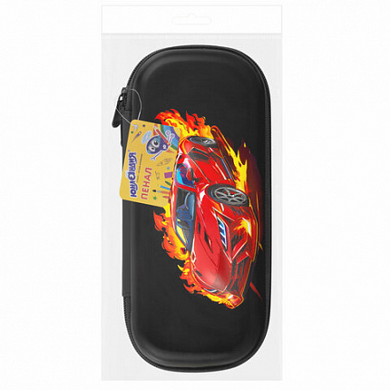 Пенал ЮНЛАНДИЯ, 1 отделение, 1 откидная планка, карман, EVA покрытие soft-touch, 22х10х5 см, "Fiery Road", 273187