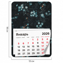Календарь отрывной на магните на 2026 г., BRAUBERG, 130x180 мм, склейка, "Цветы", 117293