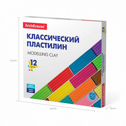 Пластилин классический ERICH KRAUSE, 12 цветов, 192 г, 50558