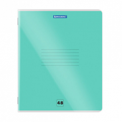 Тетрадь пластиковая обложка (прозрачная) А5 48 листов, скоба, клетка, BRAUBERG "Smart Cover", АССОРТИ (микс в спайке), 405041