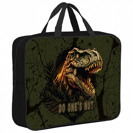 Папка на молнии с ручками BRAUBERG А4, 1 отделение, полиэстер, 80мм, Dino attack, 272179