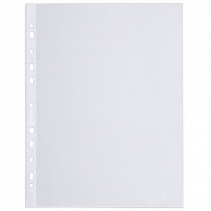 Папки-файлы перфорированные А4 BRAUBERG "ECONOMY", КОМПЛЕКТ 100 шт., гладкие, 30 мкм, 229659