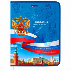 Папка-портфолио школьника, А4, на молнии, 8 вкладышей, обложка твердая, СИМВОЛИКА, BRAUBERG, 115243