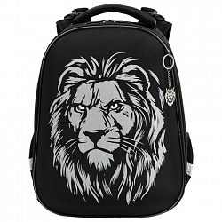 Ранец BRAUBERG SHINY, 2 отделения, с брелком, "Savage lion", светящийся рисунок, 38х28х14 см, 272039