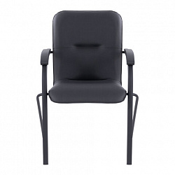 Кресло для приемных и переговорных BRABIX "Samba CF-107", черный каркас, кожзам черный, собранное, 533189