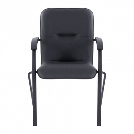 Кресло для приемных и переговорных BRABIX "Samba CF-107", черный каркас, кожзам черный, собранное, 533189