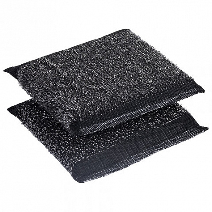 Губка-скрабер 11х10х1,5 см, поролон + металлическая оплетка КОМПЛЕКТ 2 штуки, посуда, уборка, LAIMA, 700058