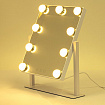 Зеркало для макияжа гримерное с подсветкой, 9 LED-ламп, 3 режима свечения, размер 25х30 см, работа от сети 220 V, цвет белый, BRABIX, 609335