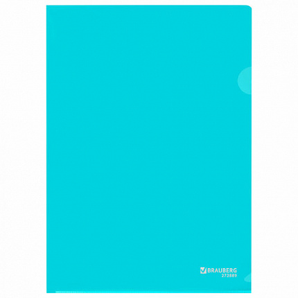 Папка-уголок жесткая, непрозрачная, А4, цвет аквамарин, 0,15 мм, BRAUBERG PASTEL, 272889