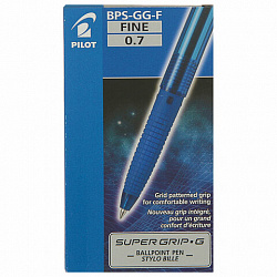 Ручка шариковая масляная с грипом PILOT "Super Grip G", СИНЯЯ, узел 0,7 мм, линия письма 0,22 мм, BPS-GG, BPS-GG-F-L