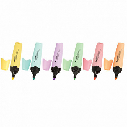 Набор текстовыделителей BRAUBERG 6 шт., АССОРТИ, "DELTA PASTEL", линия 1-5 мм, 151736