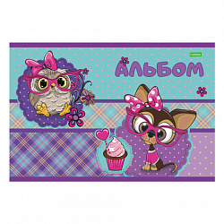 Альбом для рисования, А4, 24 листа, скоба, обложка офсет, HATBER ECO, 205х290 мм, Ассорти, 058404, 24А4C