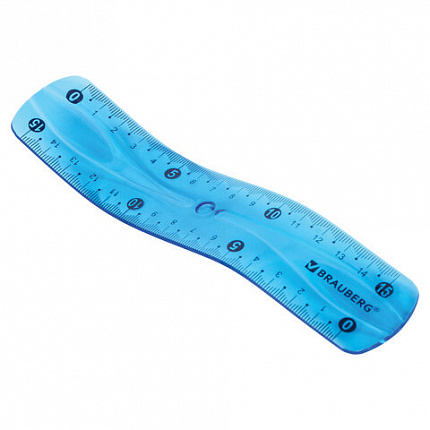 Линейка 15 см гибкая BRAUBERG "FLEX", пластиковая, ассорти, европодвес, 210673